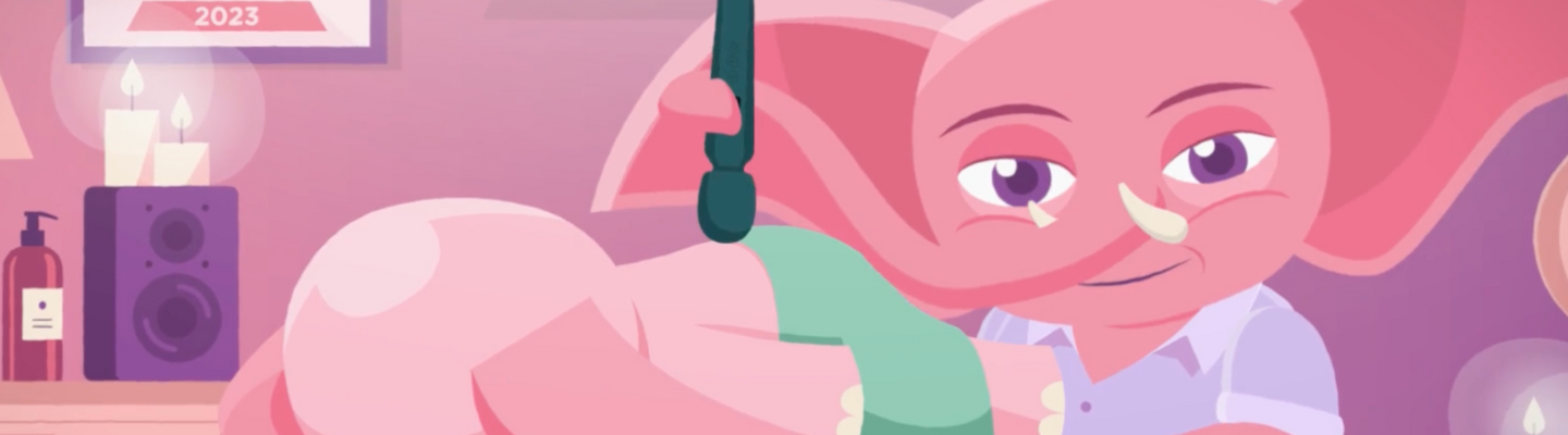 Růžový slon kamopaň leden 2024