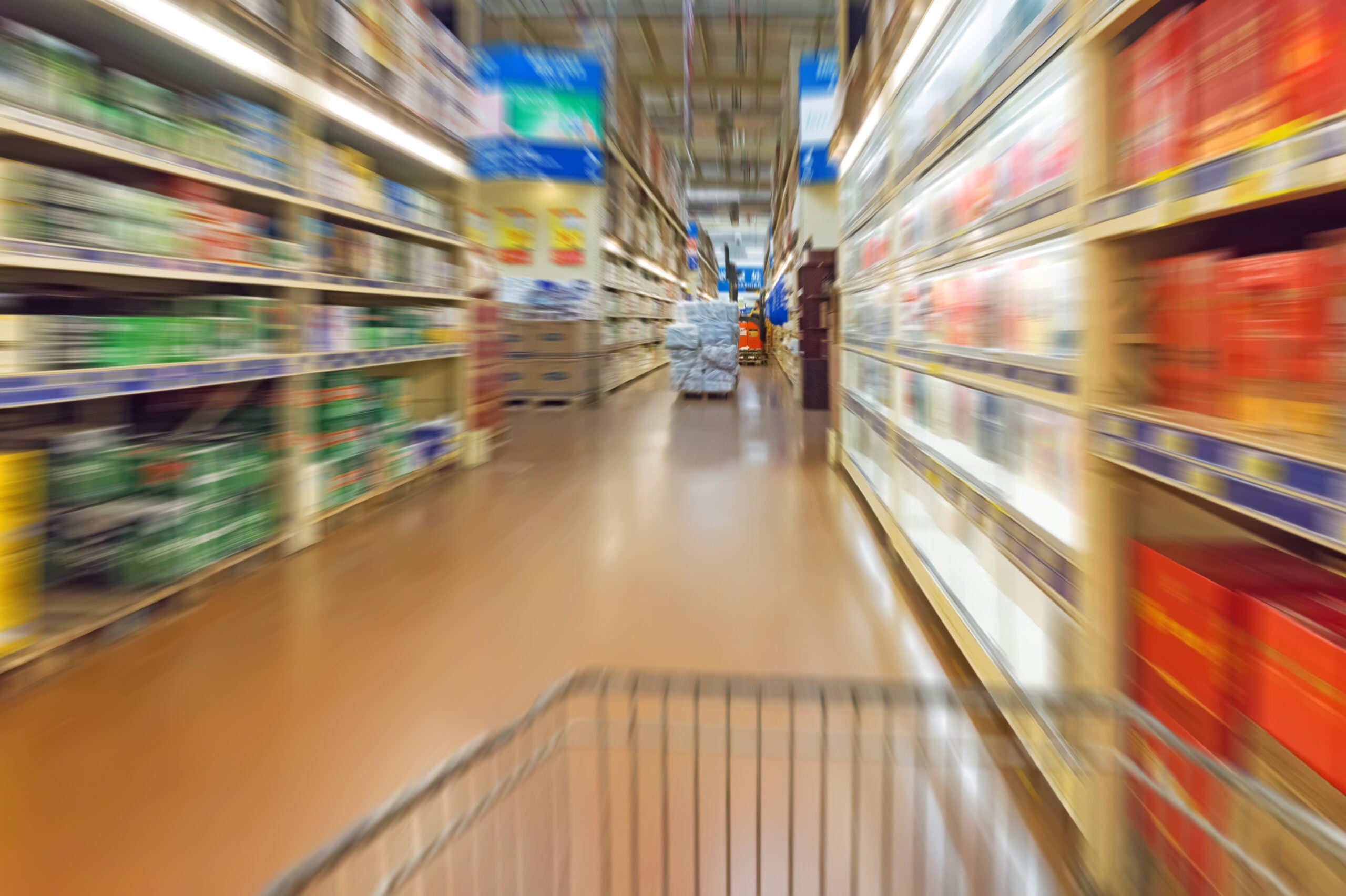 Empty supermarket aisle