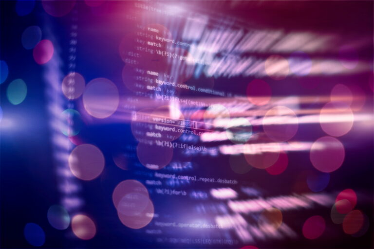 Software developer programming code. Abstract computer script code